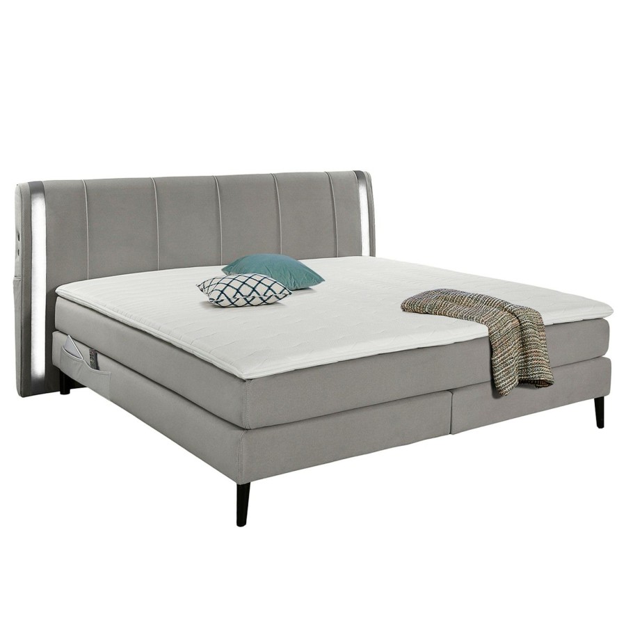 Boxspringbetten * | Loftscape Boxspringbett Nirvana Grau H4