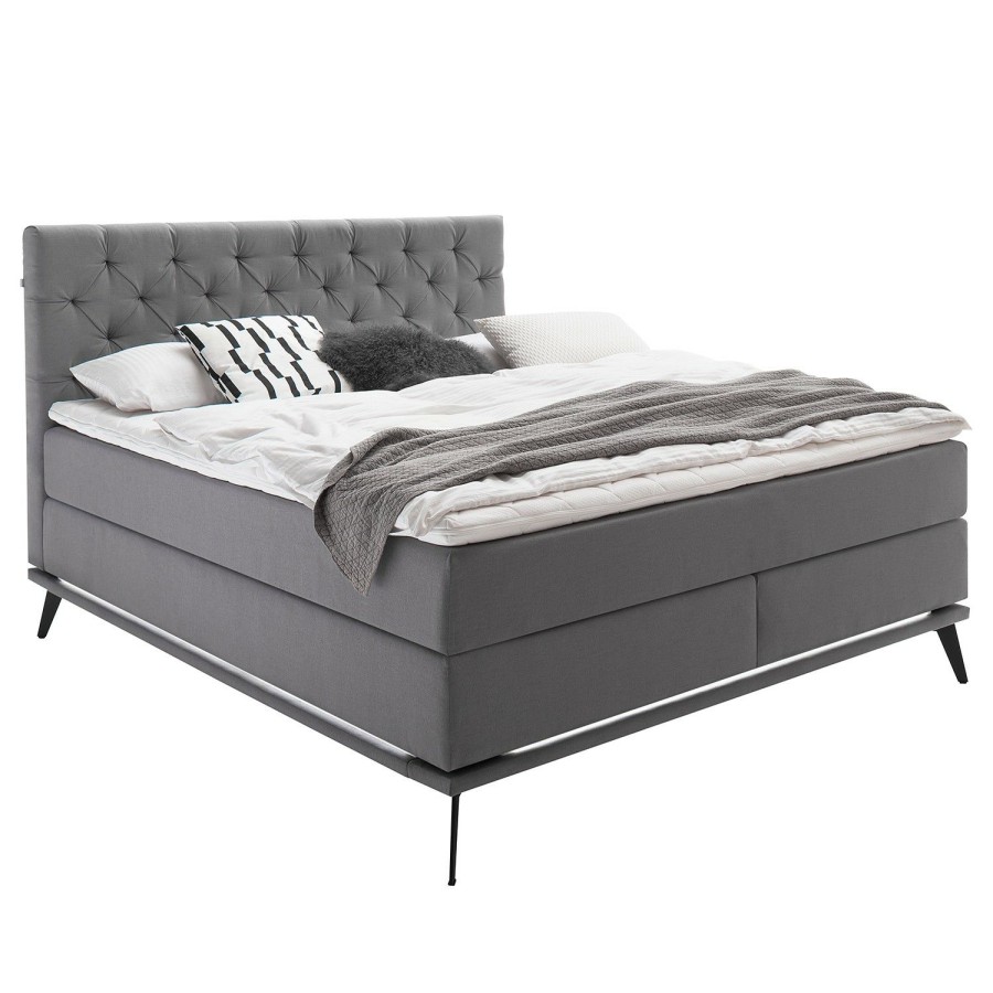 Boxspringbetten * | Meise.Mobel Boxspringbett Milano Lichtgrau 160 X 200Cm H3