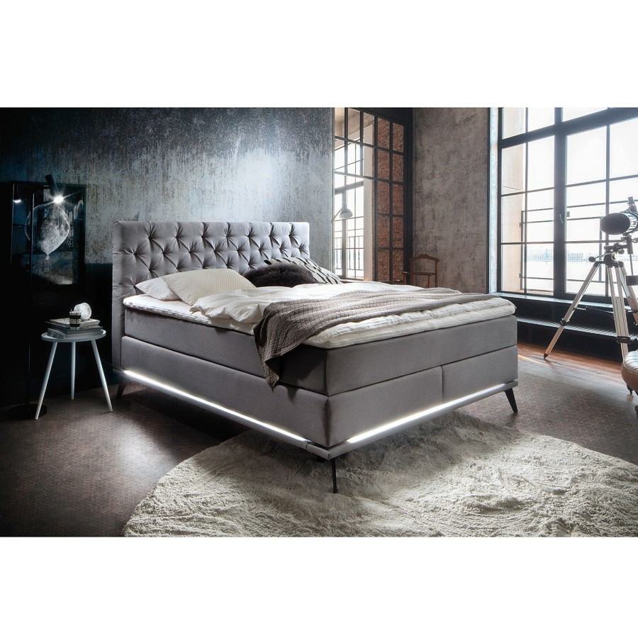 Boxspringbetten * | Meise.Mobel Boxspringbett Milano Lichtgrau 160 X 200Cm H3