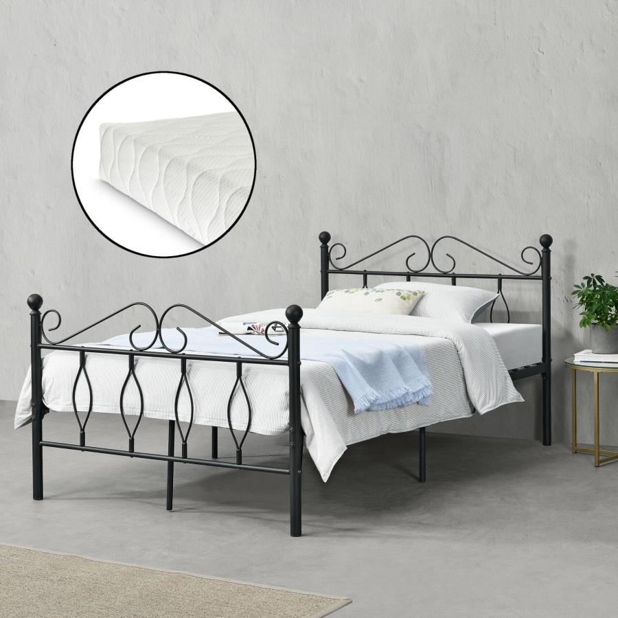 Bettgestelle * | En.Casa Metallbett Apolda Mit Matratze Breite: 125 Cm