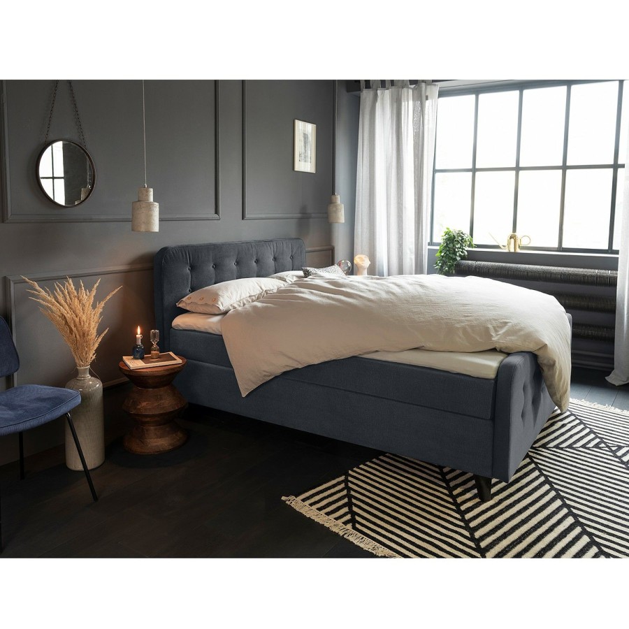 Boxspringbetten * | Tom Tailor Boxspringbett Nordic Webstoff Stoff Tbo: 19 Woven Grey 180 X 200Cm H3