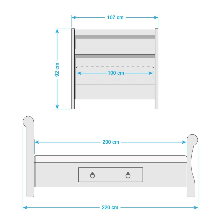 Bettgestelle * | Maison Belfort Massivholz-Einzelbett Cenan Kiefer Weis 100 X 200Cm