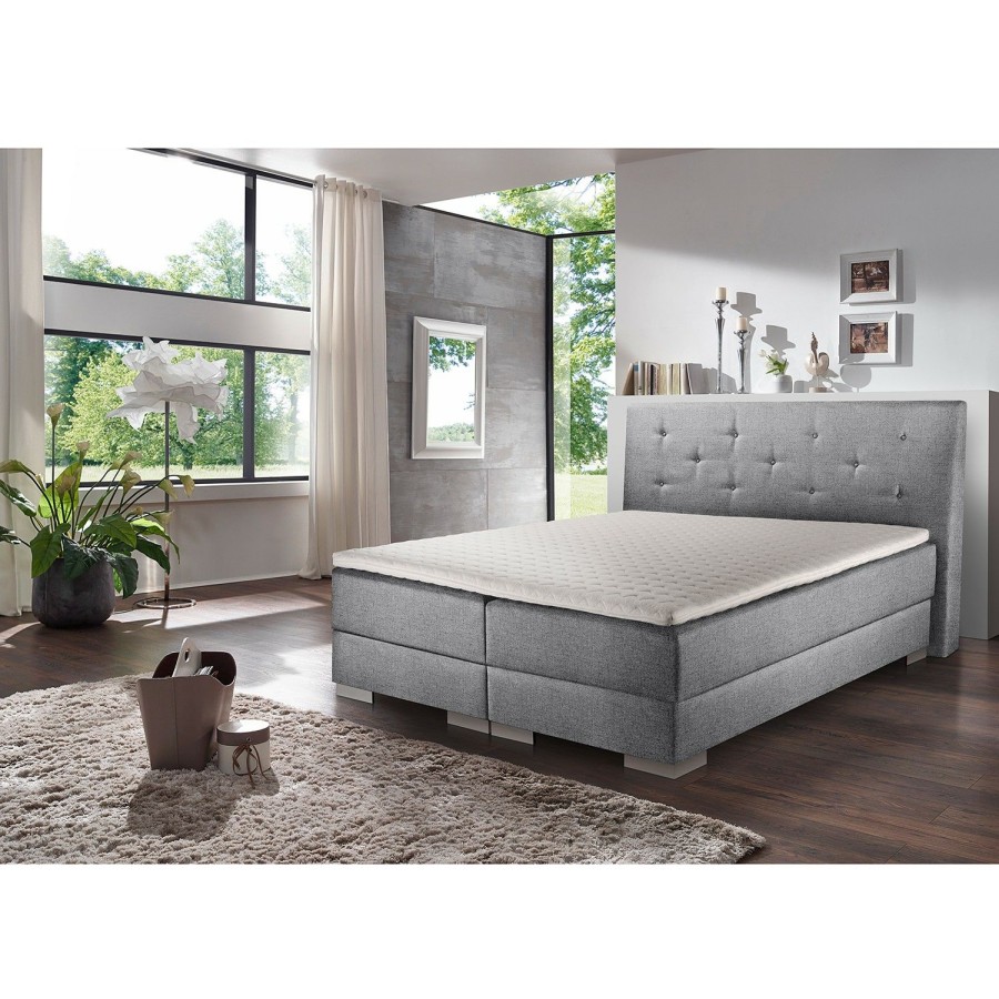 Boxspringbetten * | Loftscape Boxspringbett Austin Silber 160 X 200Cm H2