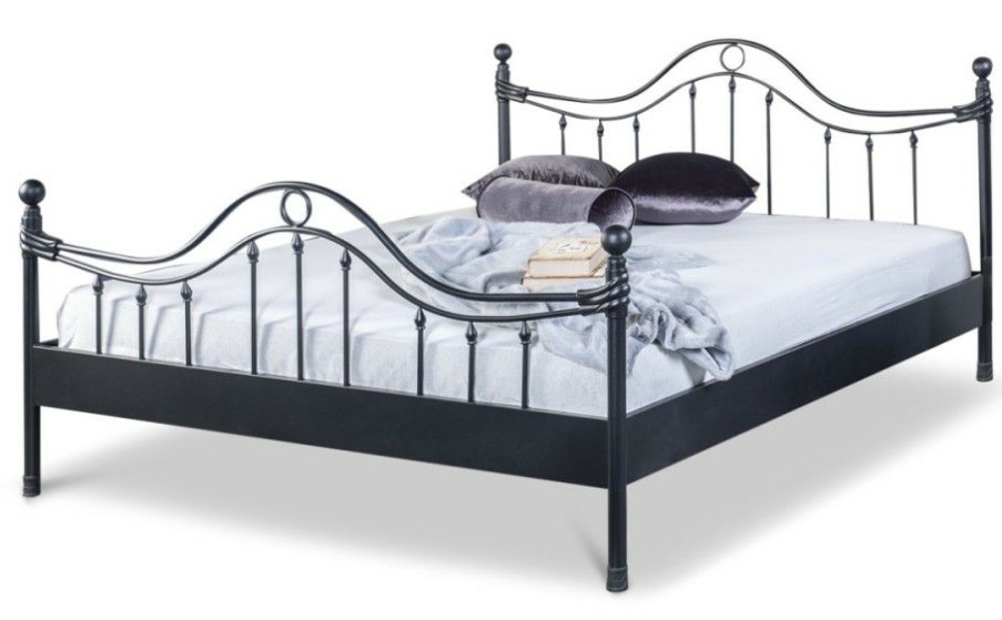 Bettgestelle * | Einrichten24 Metallbett Lorena Schwarz Breite: 180 Cm