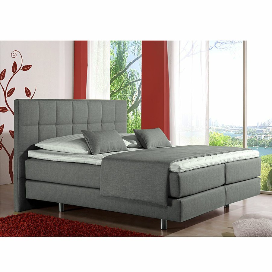 Boxspringbetten * | Loftscape Boxspringbett Tevin Anthrazit 160 X 200Cm Tonnentaschenfederkernmatratze H3