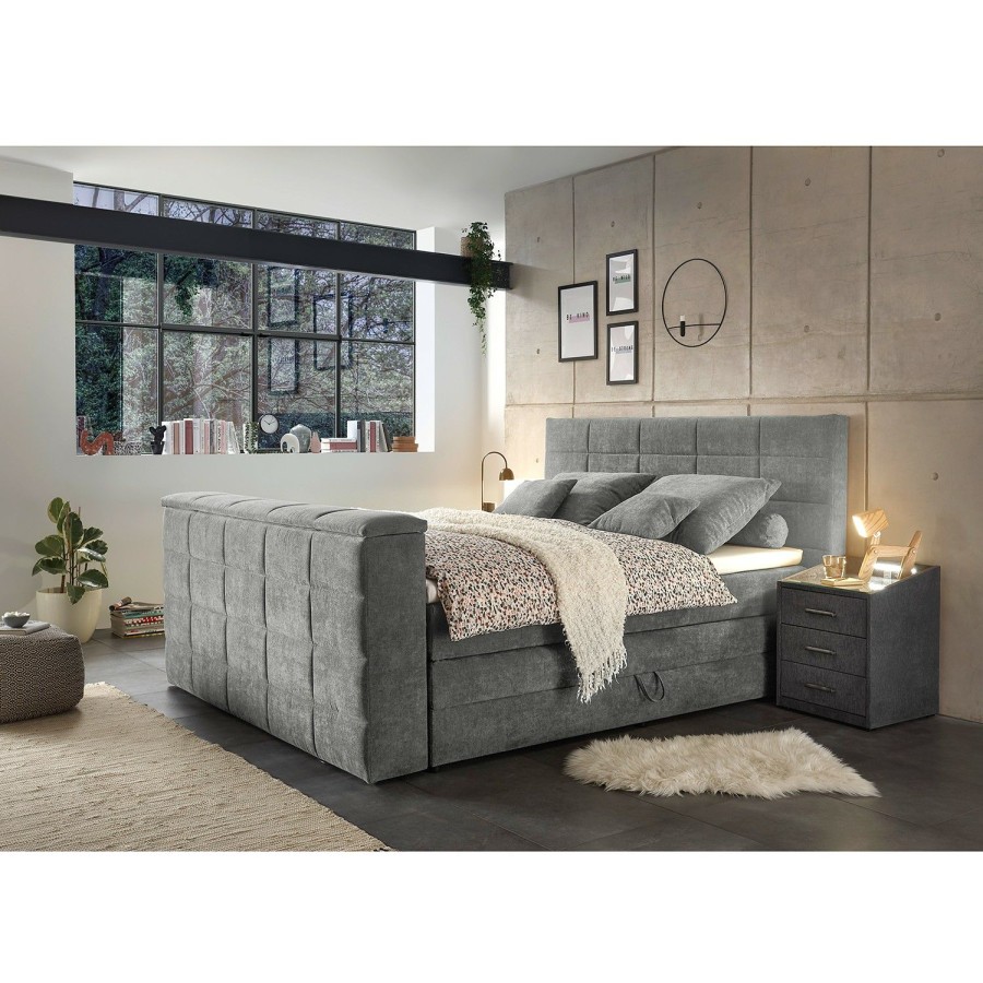 Boxspringbetten * | Loftscape Boxspringbett Brimfield Dunkelgrau