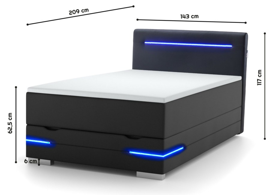 Boxspringbetten * | Wonello Boxspringbett Dallas Mit Bettkasten Breite: 140 Cm
