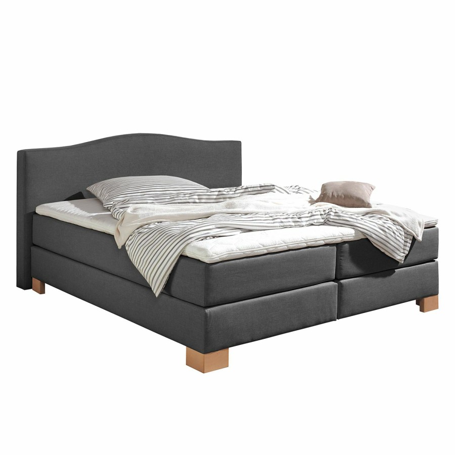 Boxspringbetten * | Ridgevalley Boxspringbett Bottna Anthrazit 200 X 200Cm Bonellfederkernmatratze H2