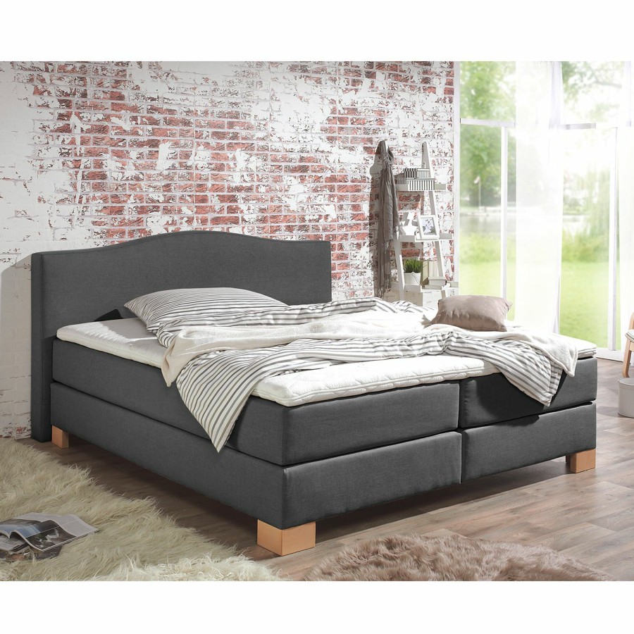 Boxspringbetten * | Ridgevalley Boxspringbett Bottna Anthrazit 200 X 200Cm Bonellfederkernmatratze H2