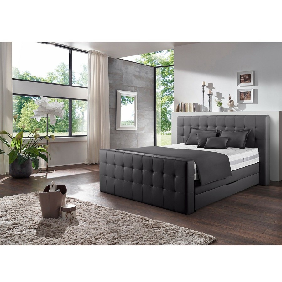 Boxspringbetten * | Loftscape Boxspringbett Calina Anthrazit 180 X 200Cm H3