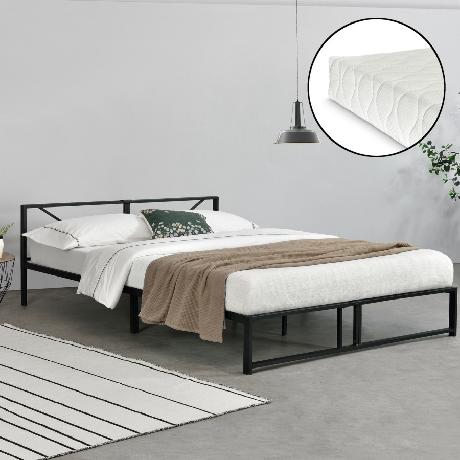 Bettgestelle * | En.Casa Metallbett Meran Mit Matratze Breite: 185 Cm