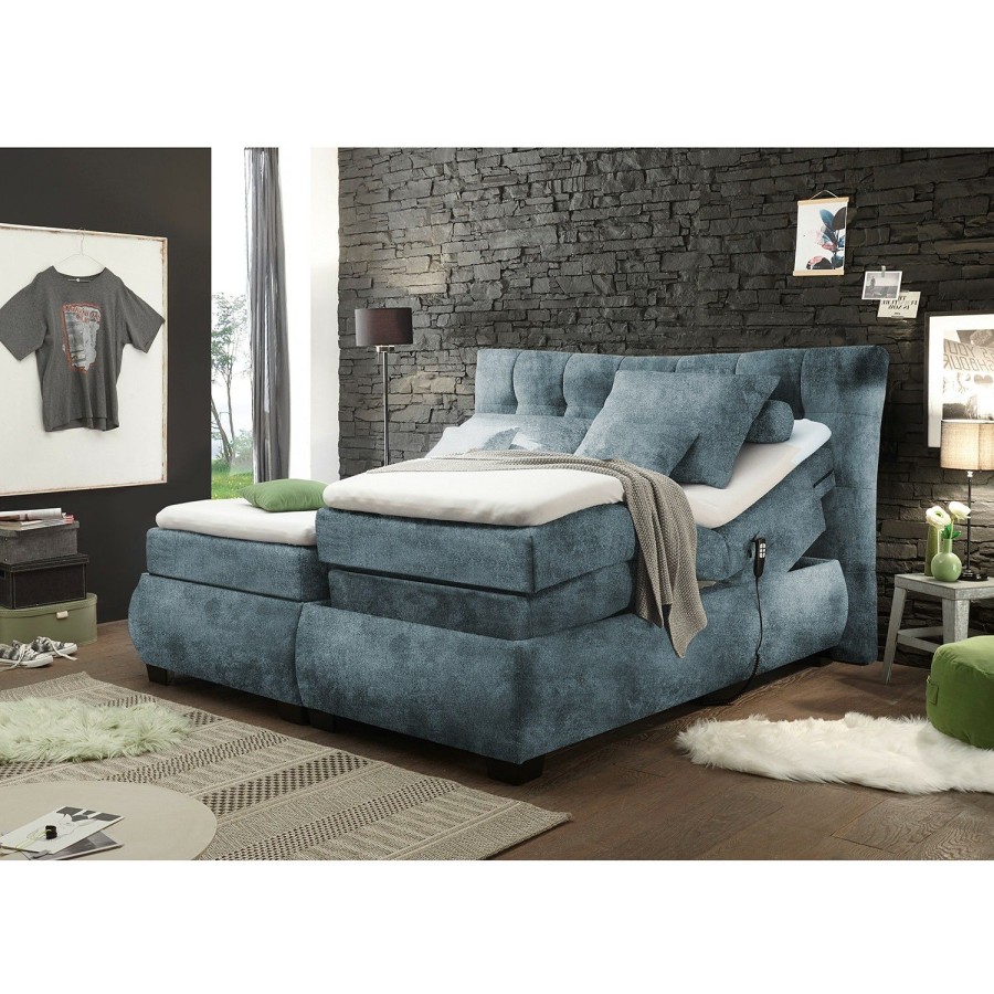 Boxspringbetten * | Loftscape Boxspringbett Damville Blaugrau