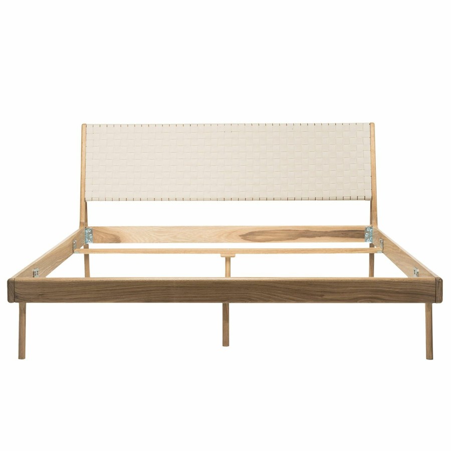 Bettgestelle * | Studio Copenhagen Bett Fleek Ii Eiche Hell Stoff Cley: Beige 180 X 200Cm