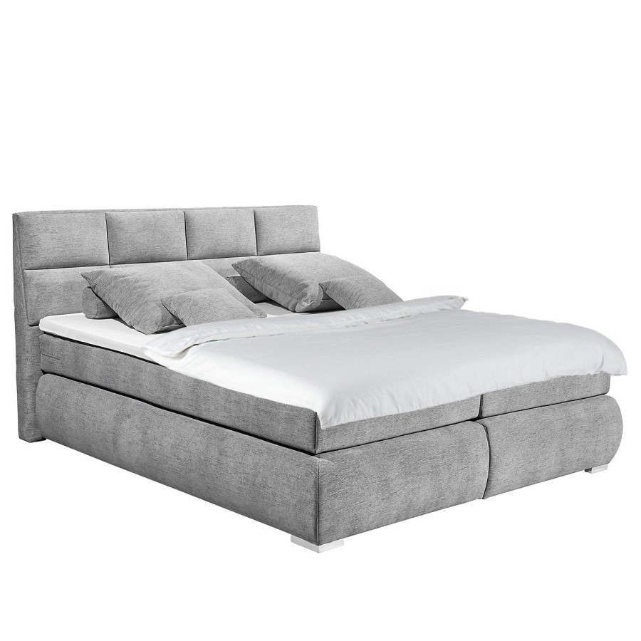 Boxspringbetten * | Loftscape Boxspringbett Mazille Hellgrau