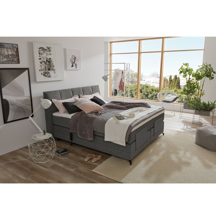 Boxspringbetten * | Trendline By Ada Boxspringbett Emalia Chenille Gcp: 84 Brown Grey 160 X 200Cm Doppelmatratze H2/H3