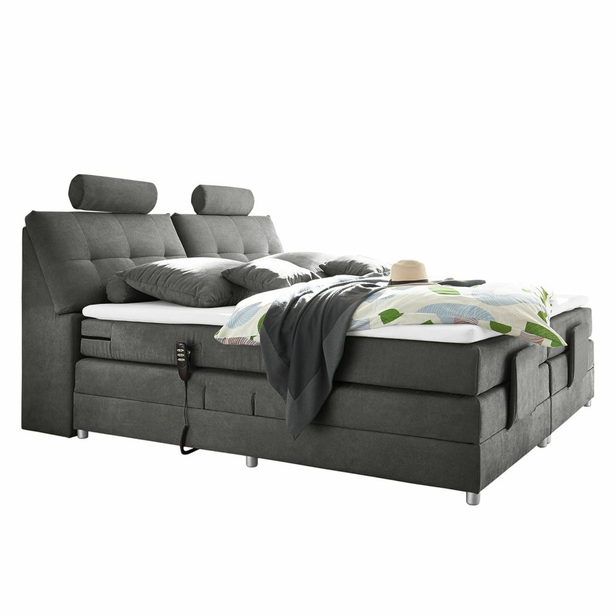 Boxspringbetten * | Fredriks Boxspringbett Neiras (Inkl. Topper) Webstoff Lavagrau Viscoschaum