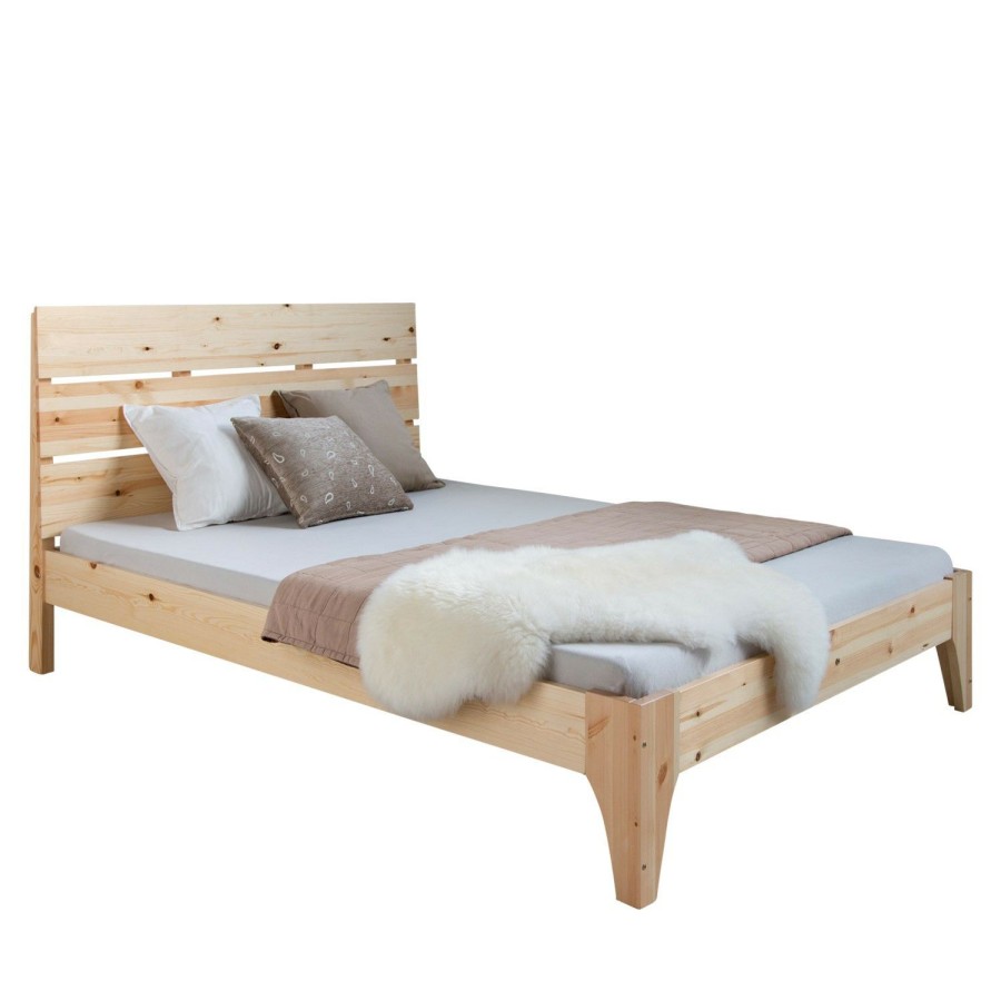 Bettgestelle * | Homestyle4U Holzbett 140 200 Doppelbett Kiefer Natur