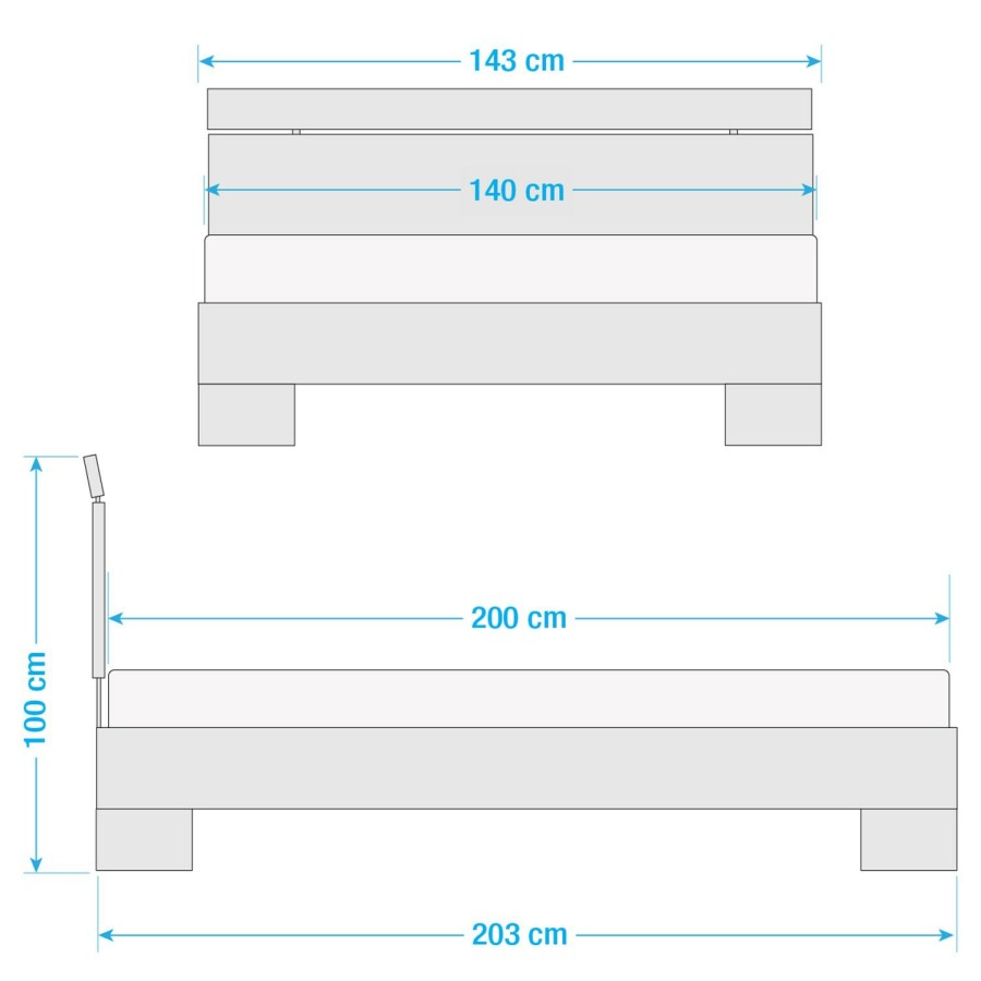 Bettgestelle * | Neue Modular Doppelbett Tirol 140 X 200Cm