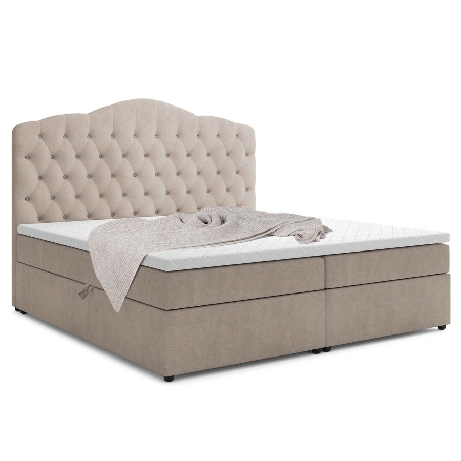 Boxspringbetten * | Loftscape Boxspringbett Miriam Beige 200 X 200Cm