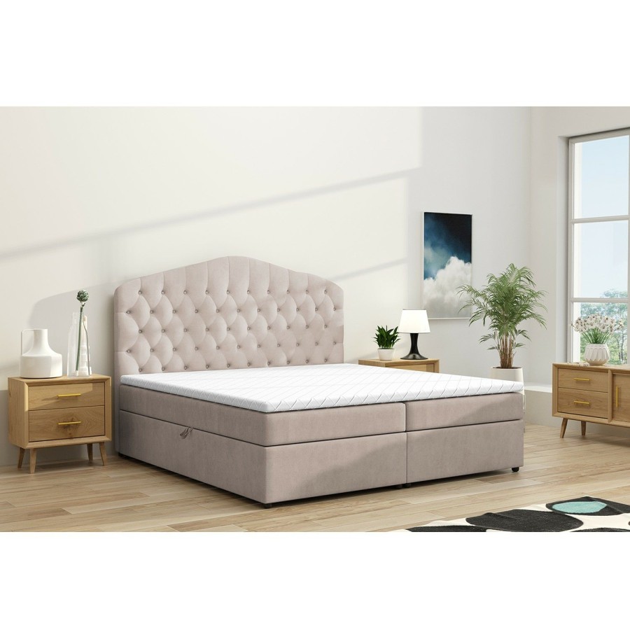 Boxspringbetten * | Loftscape Boxspringbett Miriam Beige 200 X 200Cm