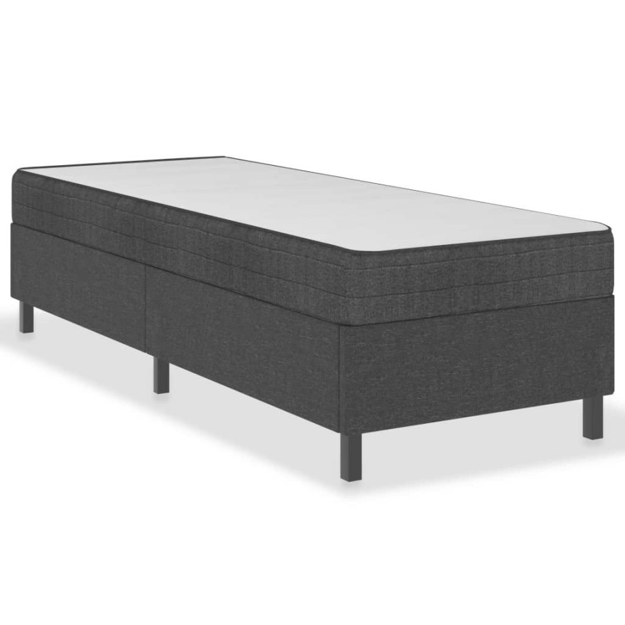 Bettgestelle * | Vidaxl Boxspringbett Dunkelgrau Stoff Vidaxl Boxspringbett Dunkelgrau Stoff 90 200 Cm