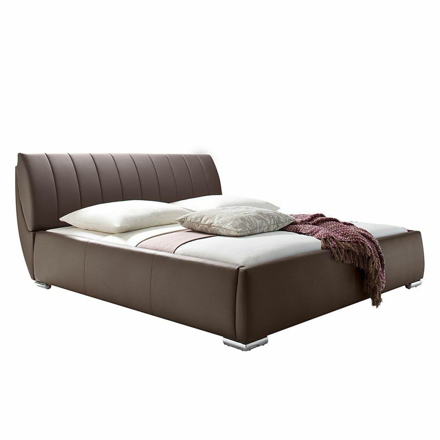 Bettgestelle * | Meise.Mobel Polsterbett Bern Kunstleder Braun 200 X 200Cm Ohne Matratze