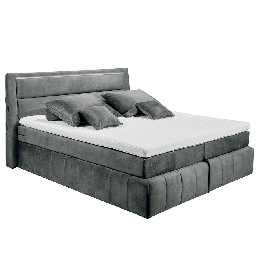 Boxspringbetten * | Loftscape Boxspringbett Empirial Night Microfaser Salvo: Grau