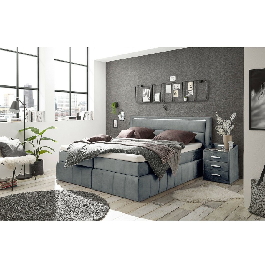 Boxspringbetten * | Loftscape Boxspringbett Empirial Night Microfaser Salvo: Grau