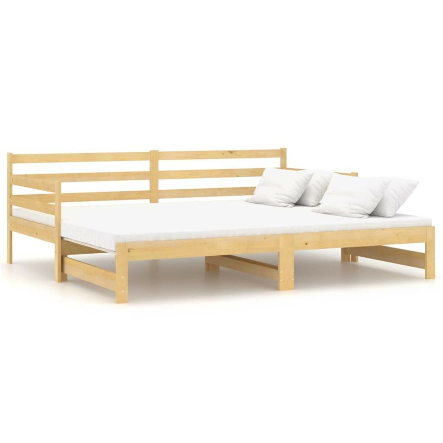 Bettgestelle * | Vidaxl Tagesbett Vidaxl Tagesbett Ausziehbar Kiefer Massivholz 2X(90 200) Cm