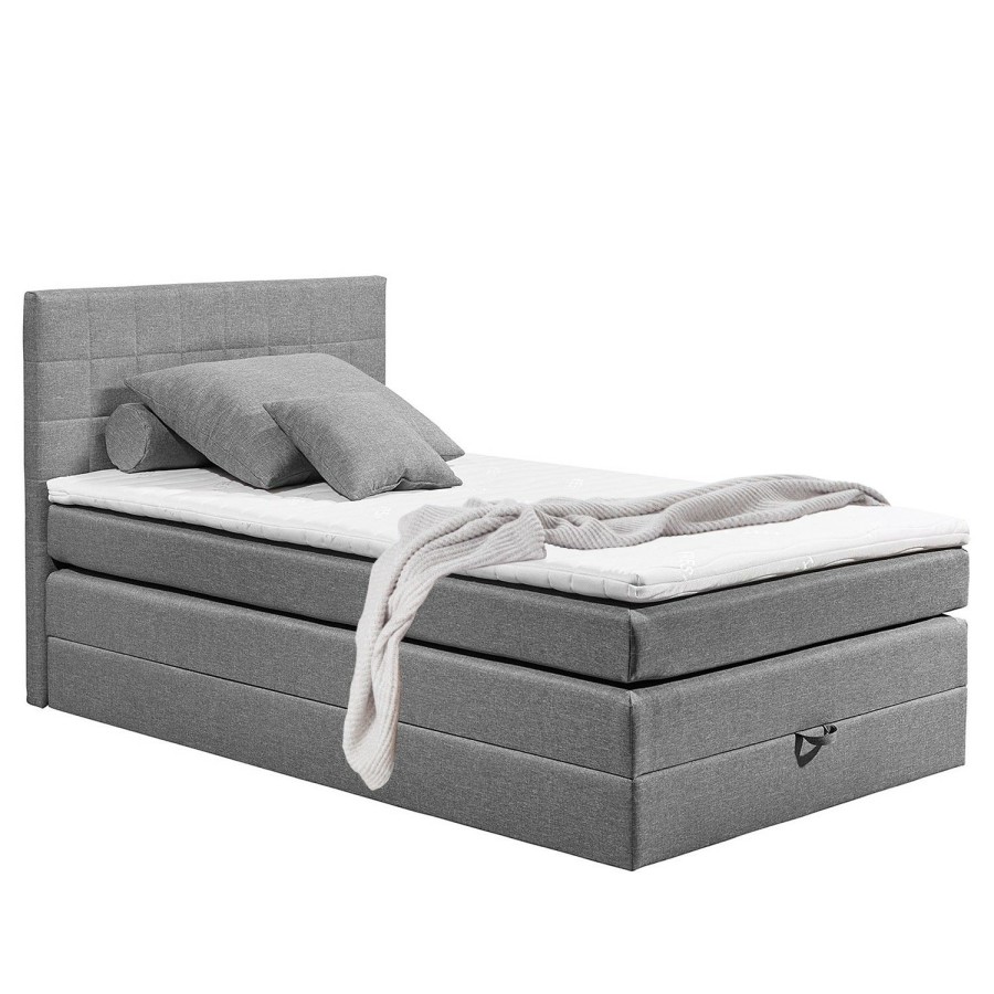 Boxspringbetten * | Loftscape Boxspringbett Harvi (Inkl. Topper) Grau 120 X 200Cm