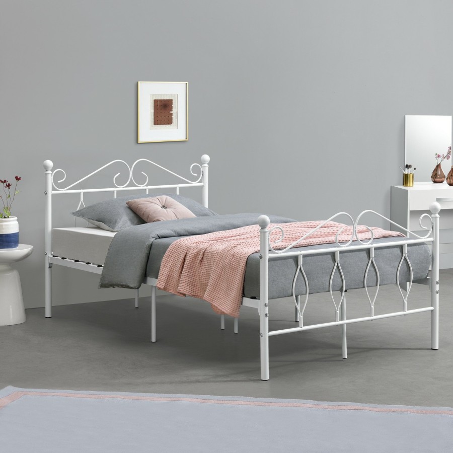 Bettgestelle * | En.Casa Metallbett Abolda Breite: 125 Cm