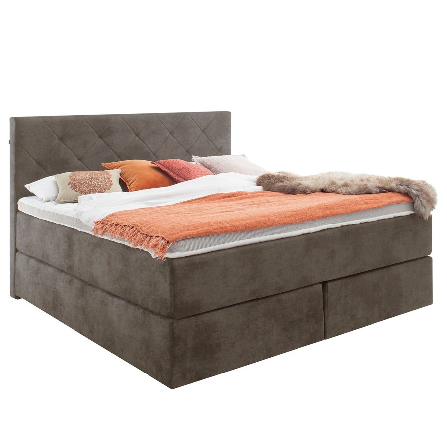 Boxspringbetten * | Meise.Mobel Boxspringbett New York Taupe 160 X 200Cm H2