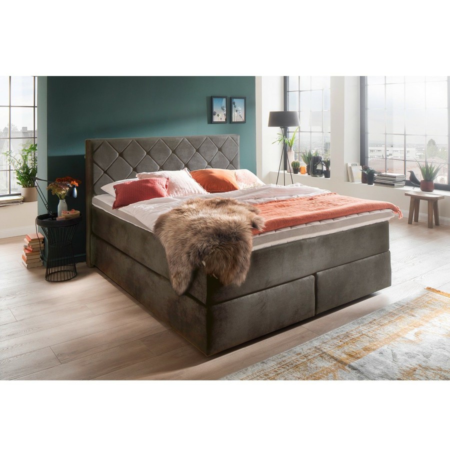 Boxspringbetten * | Meise.Mobel Boxspringbett New York Taupe 160 X 200Cm H2