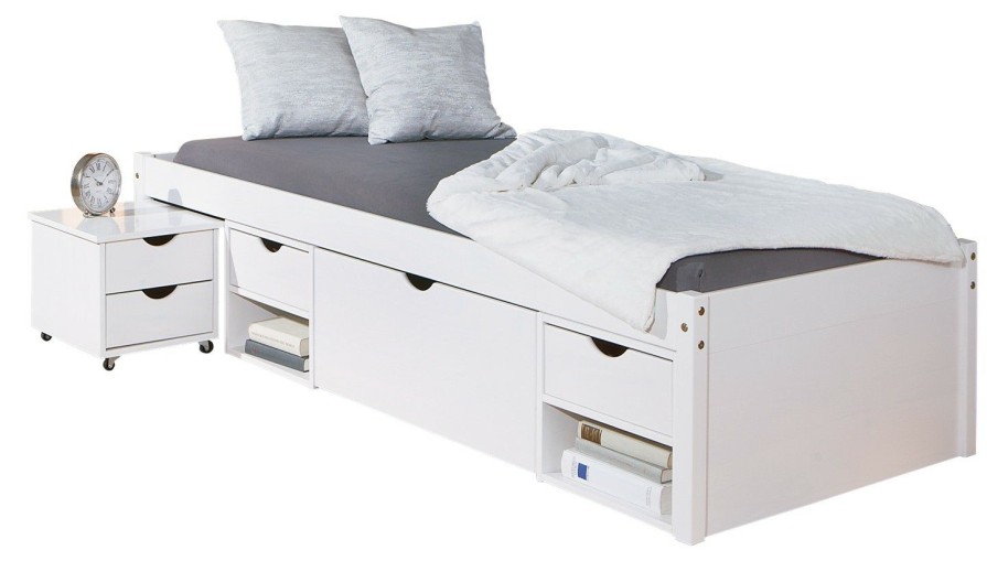 Bettgestelle * | Ebuy24 Timm Bett 90 200 Timm Bett 90 200 Cm, Weiss.