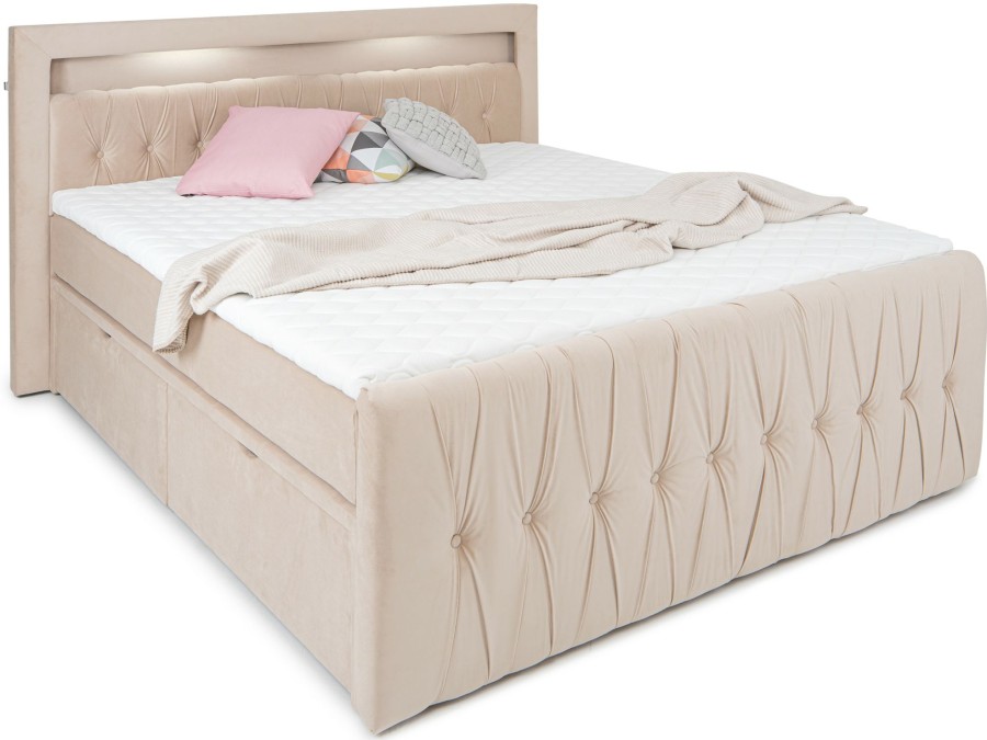 Boxspringbetten * | Wonello Valencia Beige Breite: 182 Cm