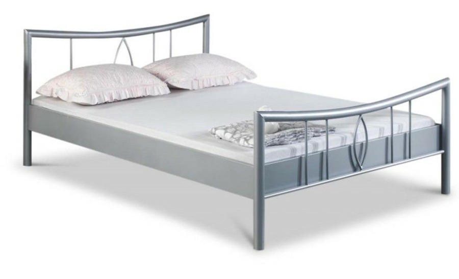 Bettgestelle * | Einrichten24 Metallbett Luisa Silbergrau Breite: 100 Cm