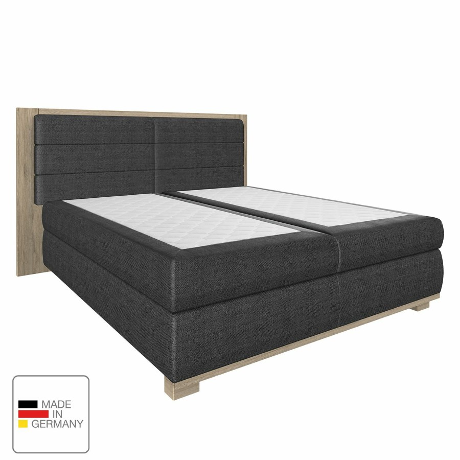 Boxspringbetten * | Wimex Boxspringbett Ohio Anthrazit / Schlammeiche Dekor Ohne Topper