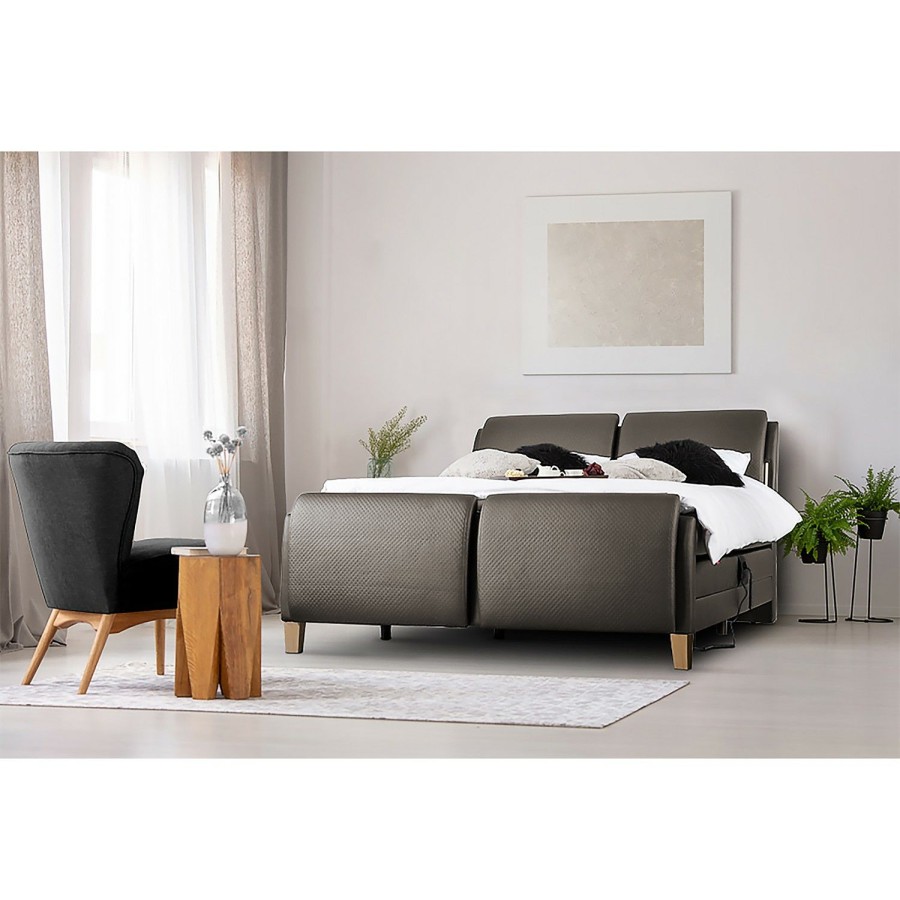 Boxspringbetten * | Loftscape Boxspringbett Hopwood Hellgrau