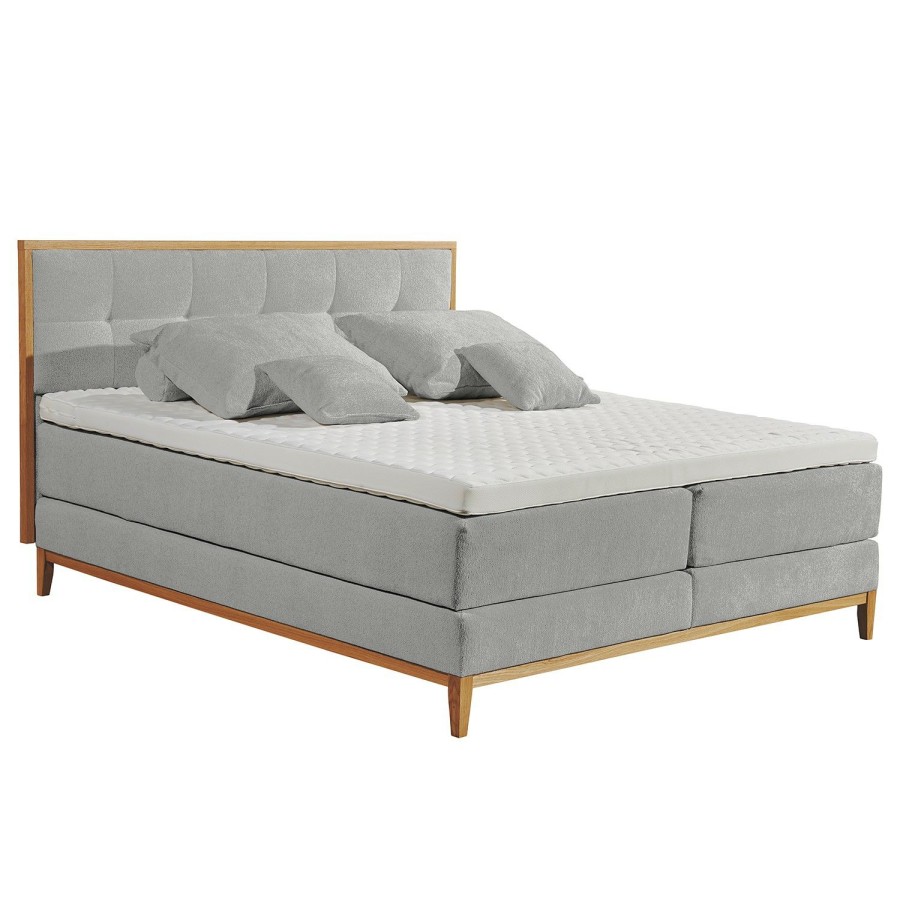 Boxspringbetten * | Loftscape Boxspringbett Sylte Webstoff Raya: Silber