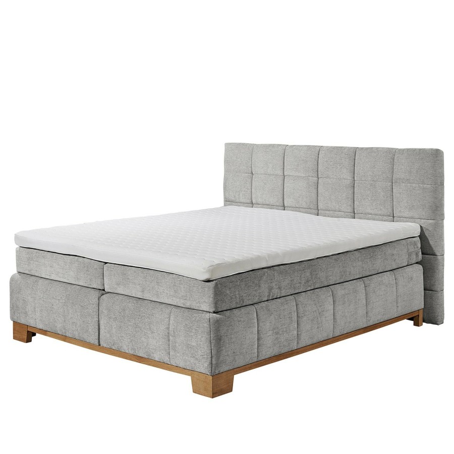 Boxspringbetten * | Loftscape Boxspringbett Vibe Webstoff Oda: Hellgrau