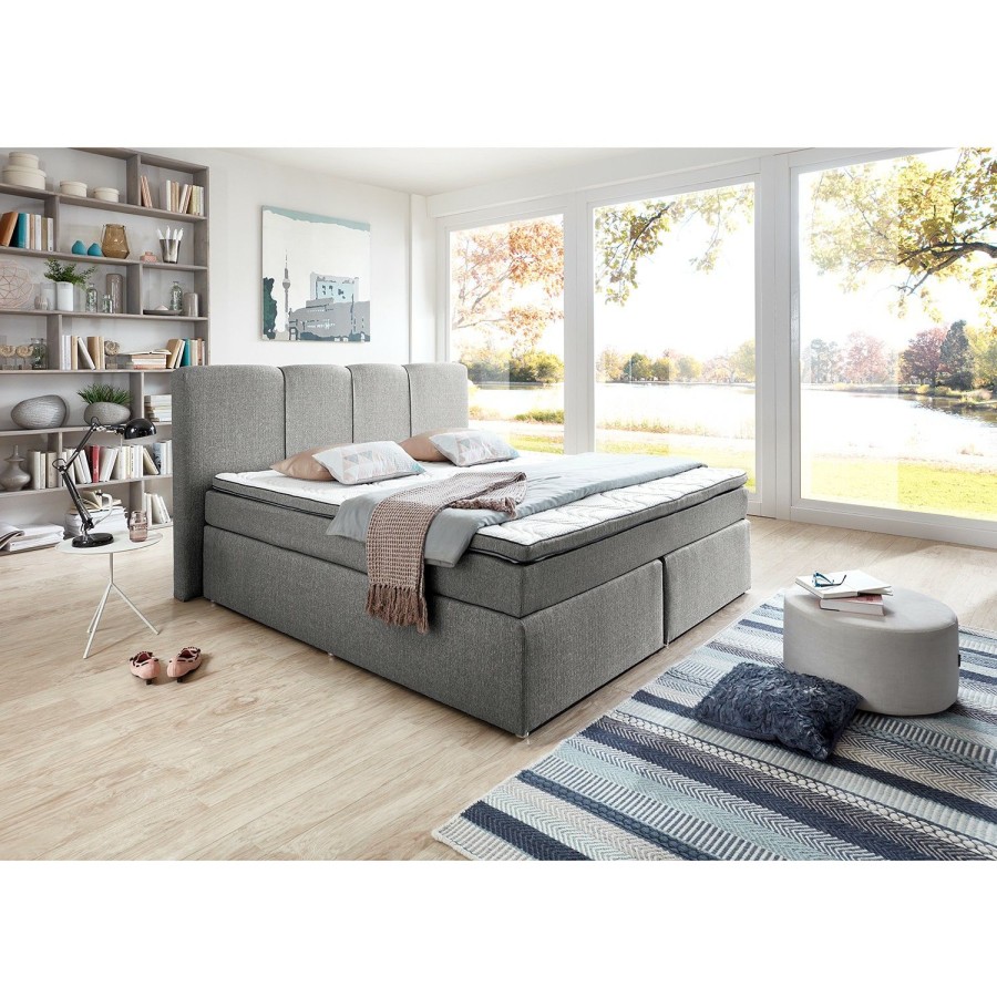 Boxspringbetten * | Loftscape Boxspringbett Scarlett Grau 180 X 200Cm