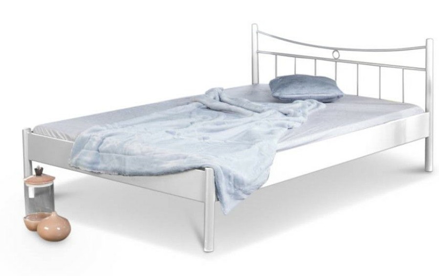 Bettgestelle * | Einrichten24 Metallbett Lucy Weis Breite: 100 Cm