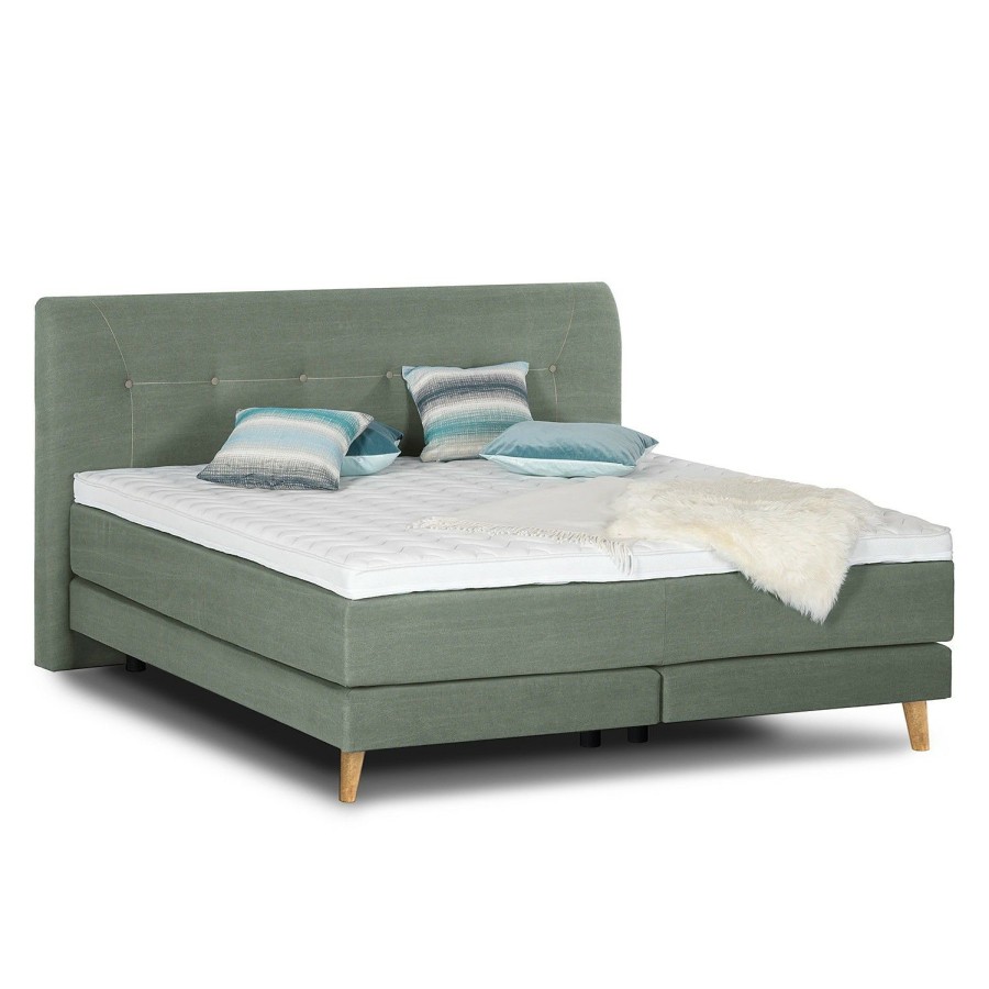 Boxspringbetten * | Morteens Boxspringbett Malby Khaki 180 X 200Cm