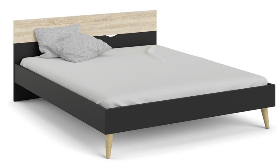 Bettgestelle * | Ebuy24 Napoli Bett Doppelbett Schwarz