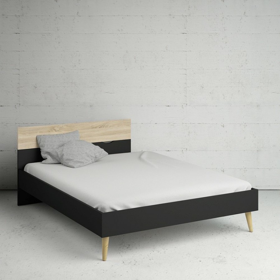 Bettgestelle * | Ebuy24 Napoli Bett Doppelbett Schwarz