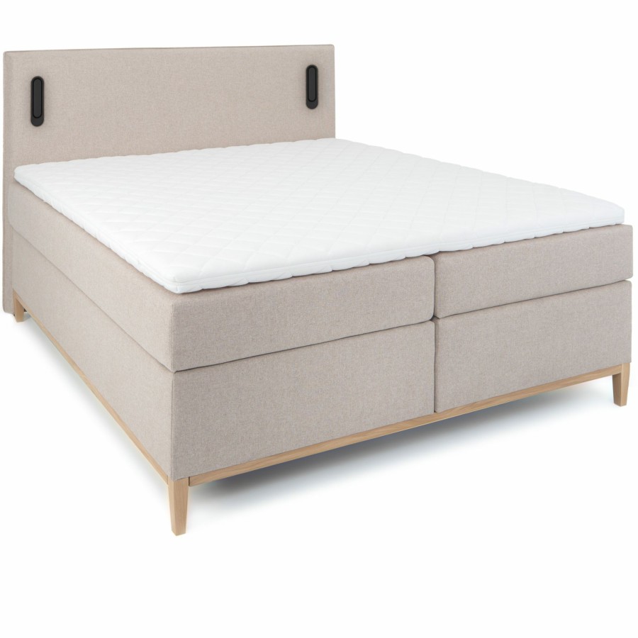 Boxspringbetten * | Wonello Boxspringbett Ludvika Beige Eiche Dekor Breite: 180 Cm