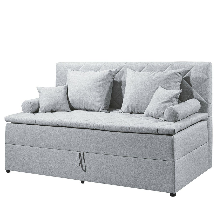 Bettgestelle * | Loftscape Polsterbett Lolland Webstoff Denga: Silber