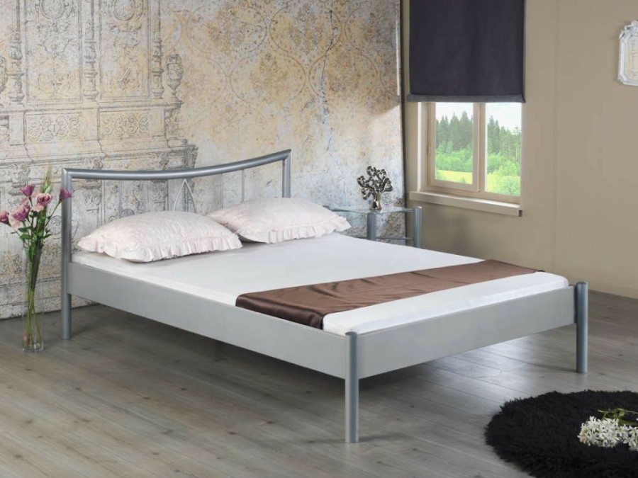 Bettgestelle * | Einrichten24 Metallbett Hanna Silber, 100 X 200 Cm Breite: 100 Cm