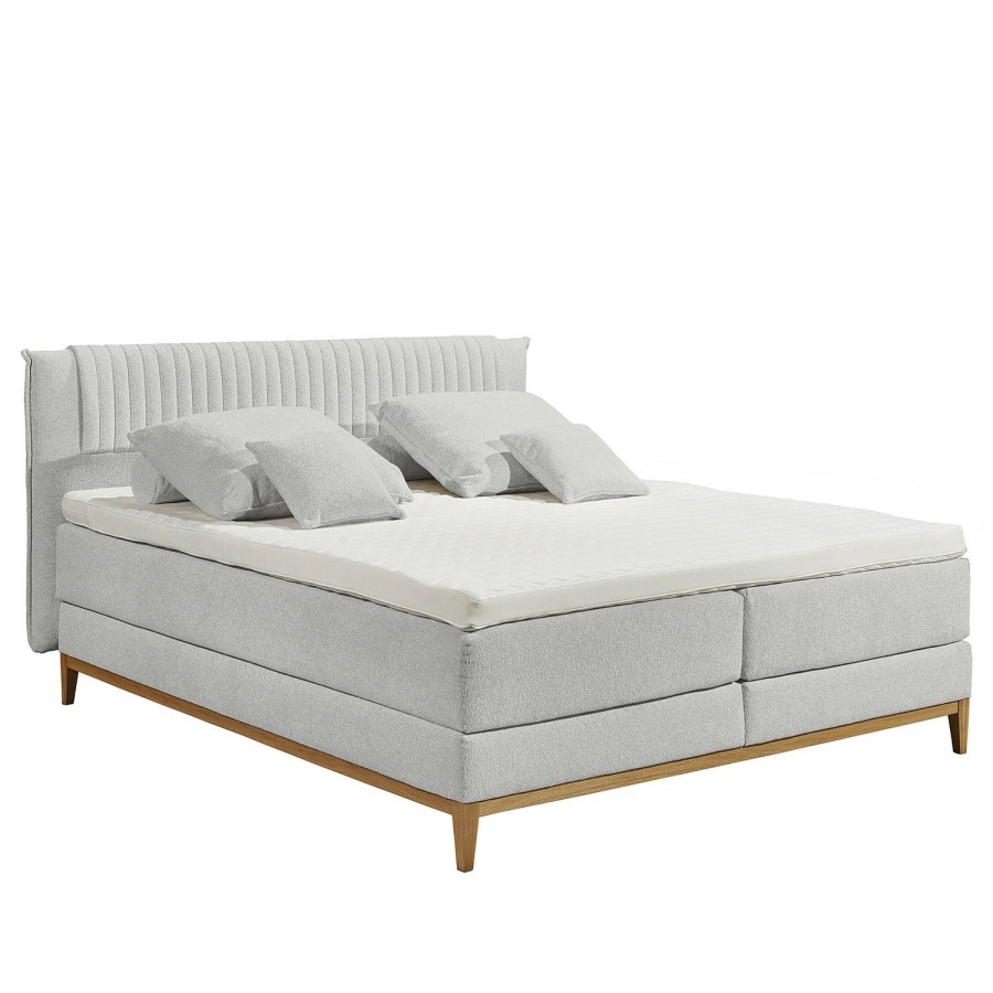 Boxspringbetten * | Loftscape Boxspringbett Andresito Webstoff Raya: Silber