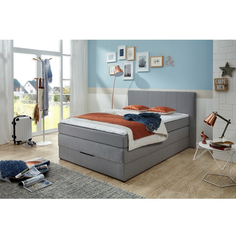 Boxspringbetten * | Loftscape Boxspringbett Springerville Hellgrau